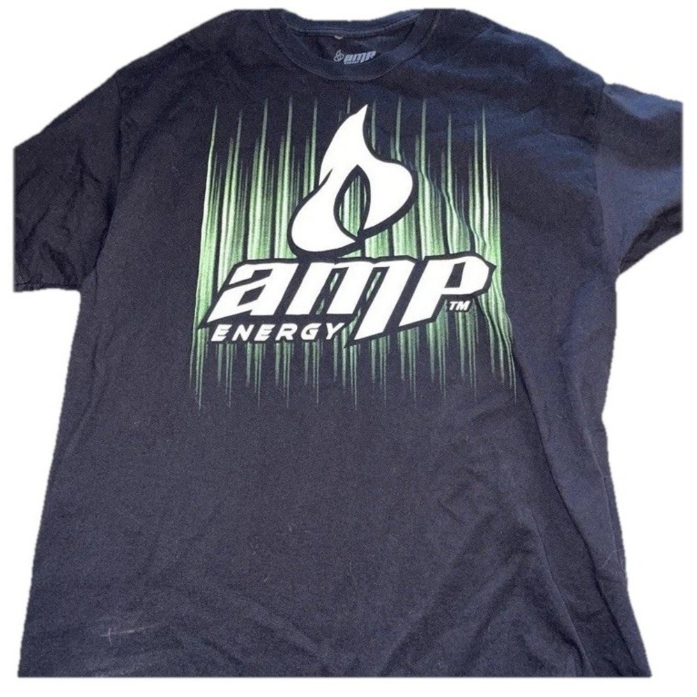 Vintage Amp Energy Shirt Mens XL Black Monster Cyber Grunge Skate Promo Tee